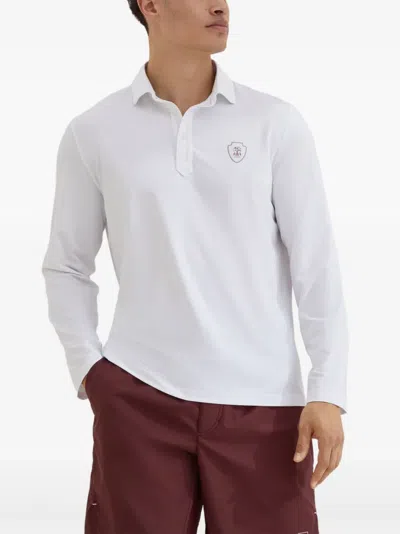Brunello Cucinelli Long-sleeve Polo Shirt In White