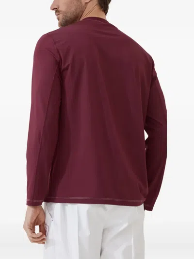 Brunello Cucinelli Comfort Nylon Long Sleeve T-shirt With Logo In Purple
