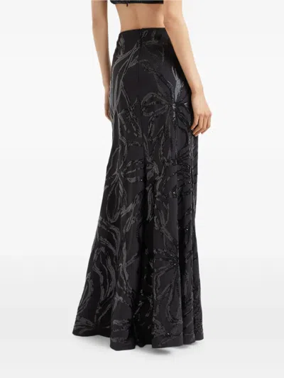 Brunello Cucinelli Sequin Floral Maxi Skirt In Black