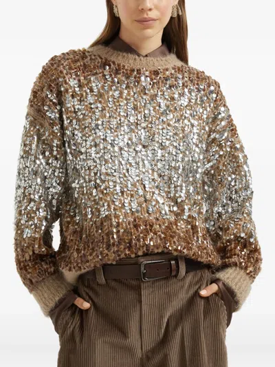 Brunello Cucinelli Women Mohair Sweater In Brown