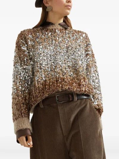 Brunello Cucinelli Women Mohair Sweater In Brown