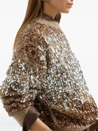 Brunello Cucinelli Women Mohair Sweater In Brown
