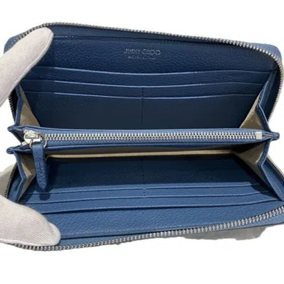 Pre-owned Jimmy Choo Light Blue Leather Long Wallet (bi-fold) ()
