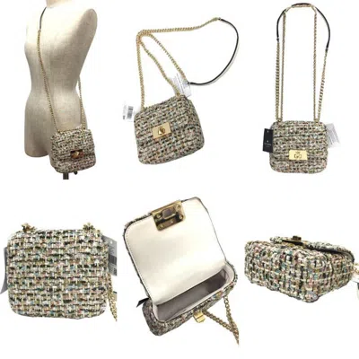 Pre-owned Kate Spade Champagne Gold Tweed Leather Shoulder Bag ()