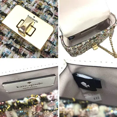 Pre-owned Kate Spade Champagne Gold Tweed Leather Shoulder Bag ()