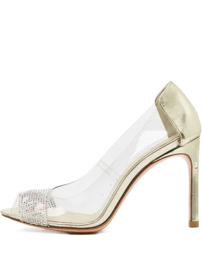 Pre-owned Stuart Weitzman 105mm Crystal-embellished Pumps In White