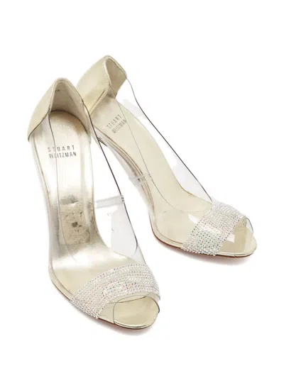 Pre-owned Stuart Weitzman 105mm Crystal-embellished Pumps In White