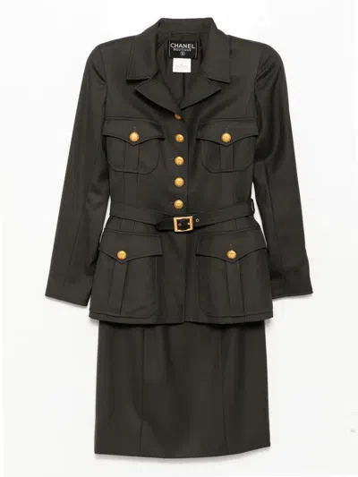 Pre-owned Chanel 1996 Wool Suit In Gray