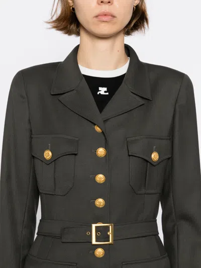 Pre-owned Chanel 1996 Wool Suit In Gray