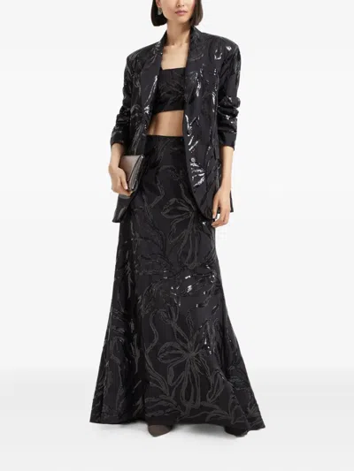 Brunello Cucinelli Sequin Floral Blazer In Black