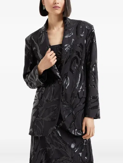 Brunello Cucinelli Sequin Floral Blazer In Black