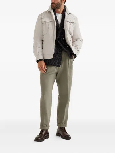 Brunello Cucinelli Padded Flap-pocket Jacket In Neutral