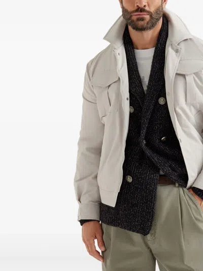Brunello Cucinelli Padded Flap-pocket Jacket In Neutral