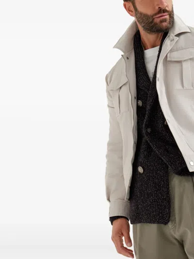 Brunello Cucinelli Padded Flap-pocket Jacket In Neutral