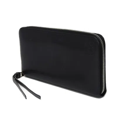 Pre-owned Loewe Black Navy Leather Long Wallet (bi-fold) ()