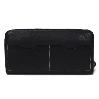 Pre-owned Loewe Black Navy Leather Long Wallet (bi-fold) ()