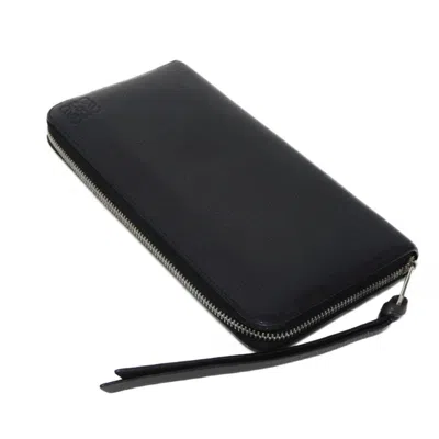 Pre-owned Loewe Black Navy Leather Long Wallet (bi-fold) ()