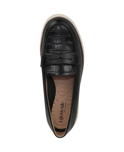 Lifestride Women's Chelsea Round Toe Platform Penny Loafers In Black