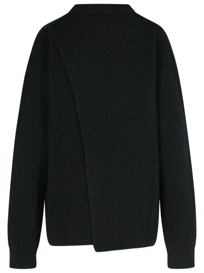 Jil Sander Wool Crew Neck Sweater With Asymmetric Detail