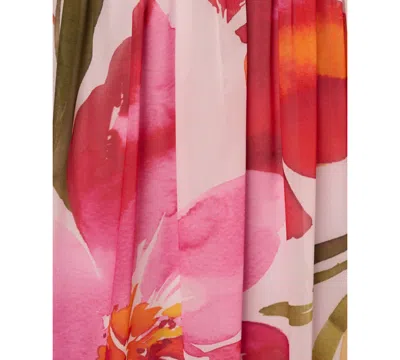 Adrianna Papell Petite Floral Chiffon Halter Gown In Multi