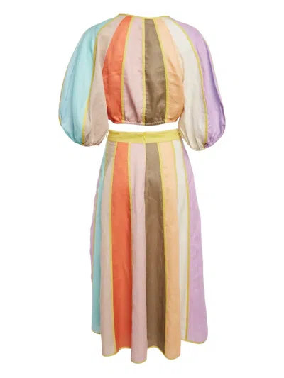Pre-owned Zimmermann Linen Striped Top And Skirt Set