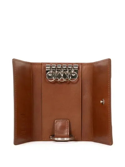Miharayasuhiro Embossed-leather Key Case In Brown