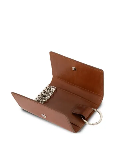 Miharayasuhiro Embossed-leather Key Case In Brown