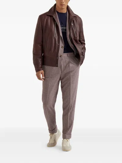 Brunello Cucinelli Deconstructed Cavallo Blazer In Burgundy