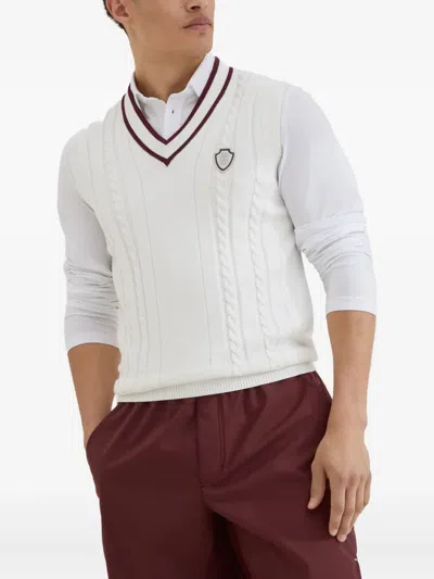 Brunello Cucinelli Cable-knit V-neck Vest In White