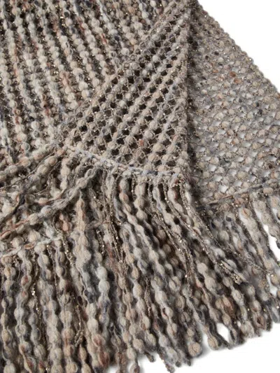 Brunello Cucinelli Metallic-detail Bobble Scarf In Gold