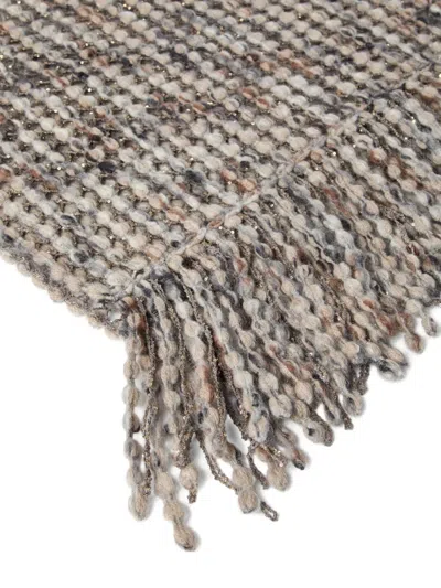 Brunello Cucinelli Metallic-detail Bobble Scarf In Gold