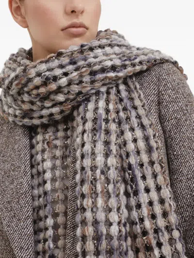 Brunello Cucinelli Metallic-detail Bobble Scarf In Gold