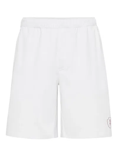 Brunello Cucinelli Elastic-waist Panelled Shorts In White