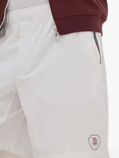 Brunello Cucinelli Elastic-waist Panelled Shorts In White