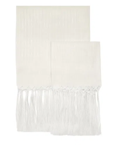Brunello Cucinelli Chevron-pattern Towels (set Of Two) In White