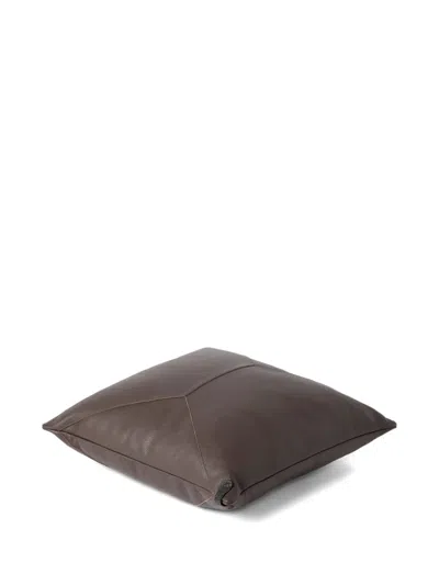 Brunello Cucinelli Leather Cushion (40cmx40cm) In Brown