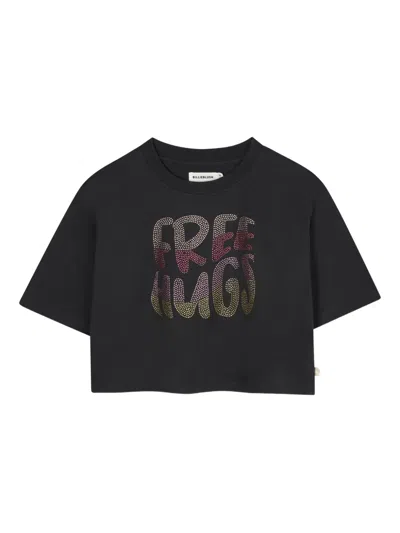Billieblush Graphic Print Cropped T-shirt In Black