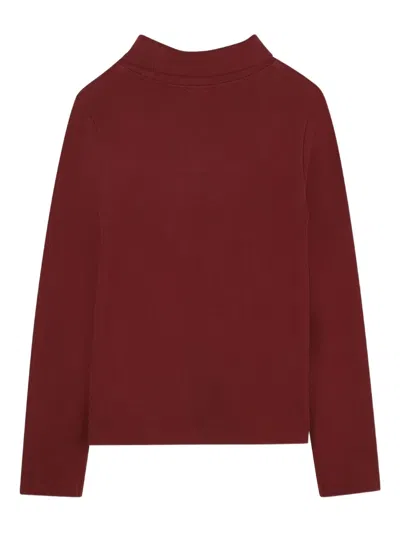 Michael Kors Mock-neck Ribbed Top In Red