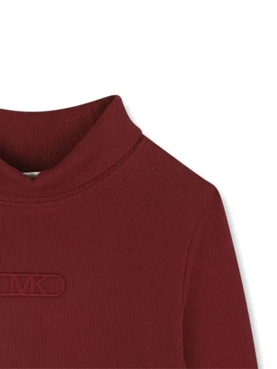 Michael Kors Mock-neck Ribbed Top In Red