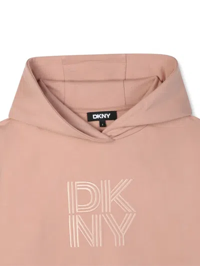 Dkny Logo-embroidered Hoodie In Neutral