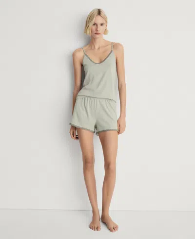 Mango Women's Lace Contrast Cotton Pajama Shorts