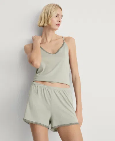 Mango Women's Lace Contrast Cotton Pajama Shorts