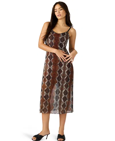 Steve Madden Scarlet Print Slipdress In Brown