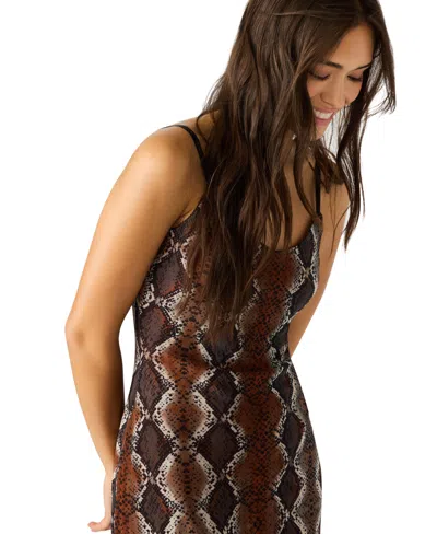 Steve Madden Scarlet Print Slipdress In Brown