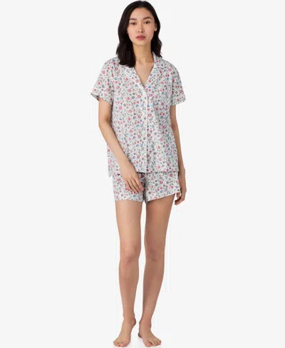 Ralph Lauren Petite Short Sleeve Notch Collar Boxer Pajama Set