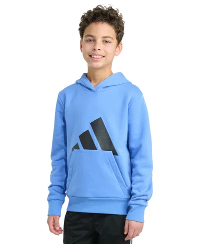 Adidas Originals Big Boys Long-sleeve Essential Big Logo Fleece Pullover Hoodie In Blue