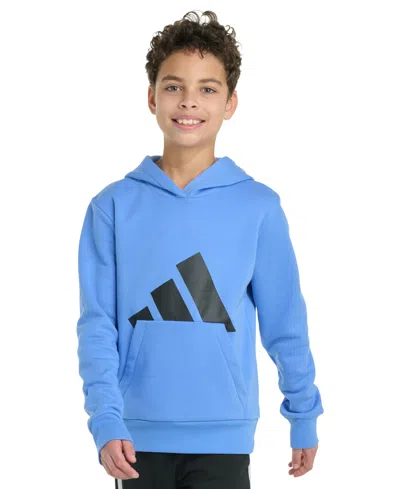 Adidas Originals Big Boys Long-sleeve Essential Big Logo Fleece Pullover Hoodie In Blue