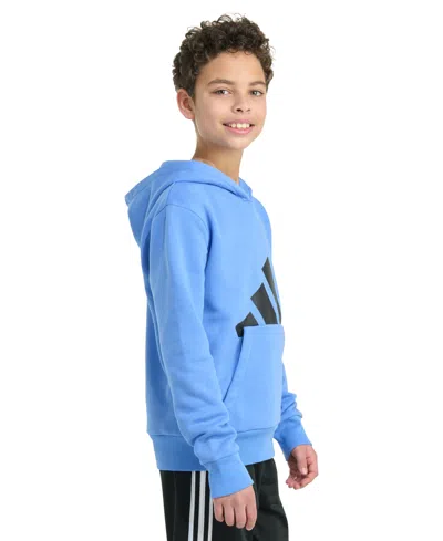 Adidas Originals Big Boys Long-sleeve Essential Big Logo Fleece Pullover Hoodie In Blue