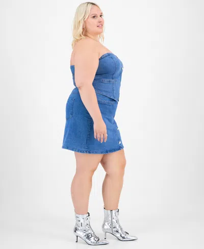 Full Circle Trends Trendy Plus Denim Corset Top & Mini Skirt Set