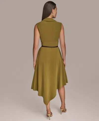 Donna Karan Women's Surplice Belted High-low A-line Dress In Green